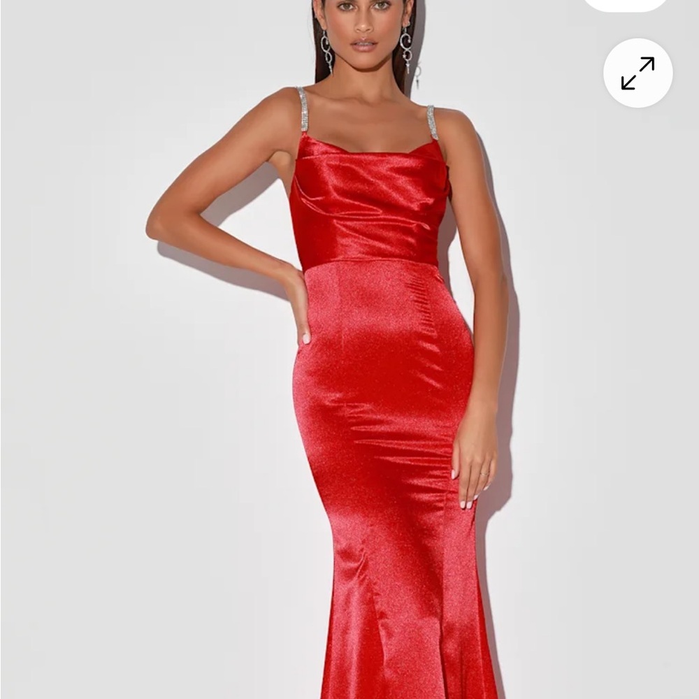 Elegant Red Satin Evening Gown